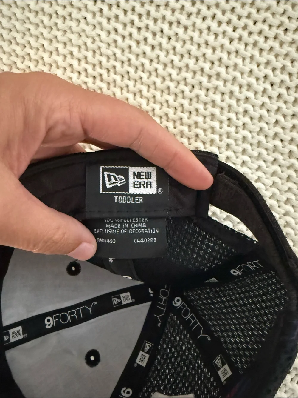 New Era Toddler Black Baseball Cap (Inner Label View)‎
